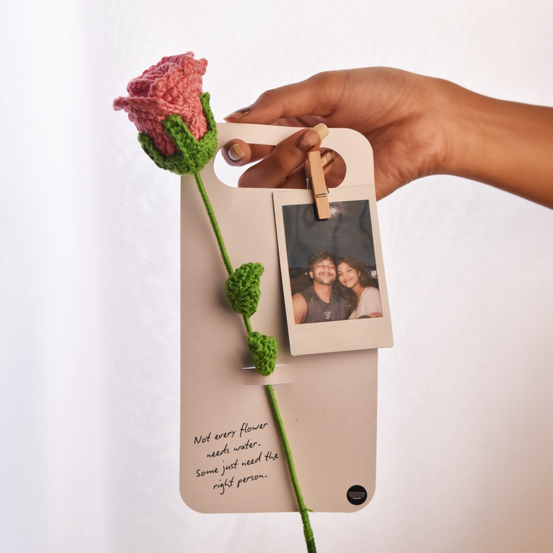 First Crush Rose | Crochet Flower Photo Card