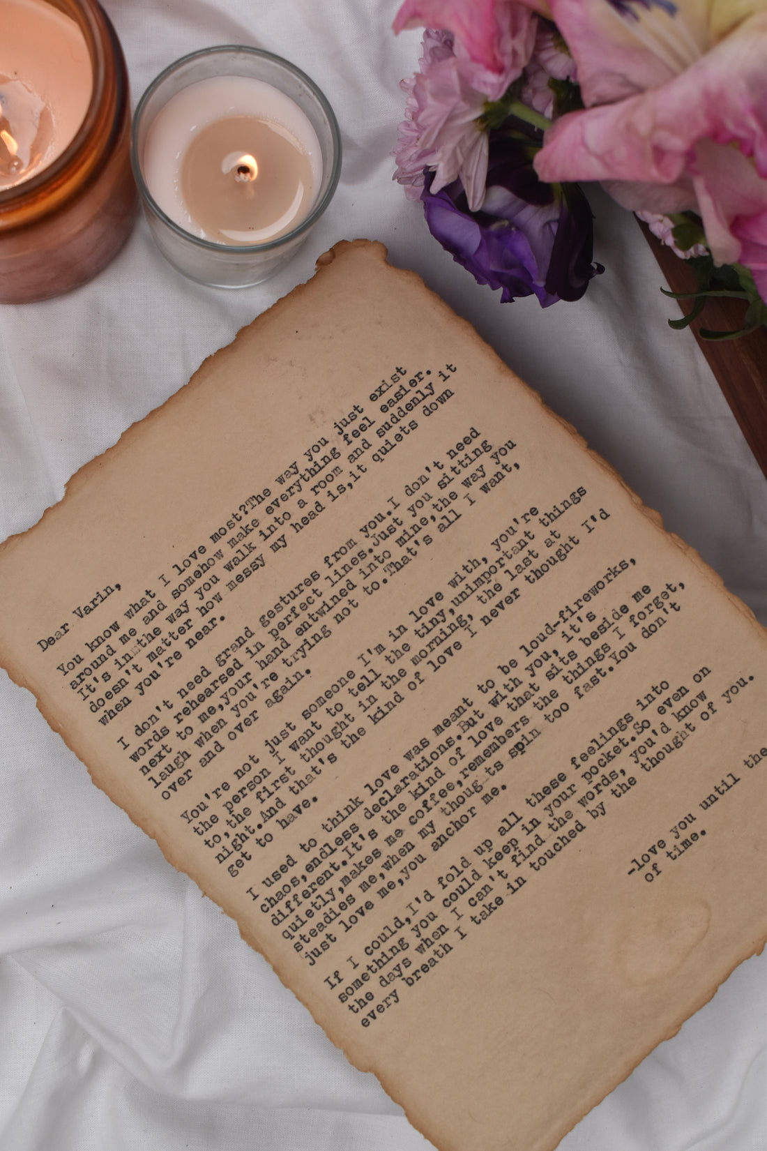 Personalised – Typewritten letter with floral backdrop